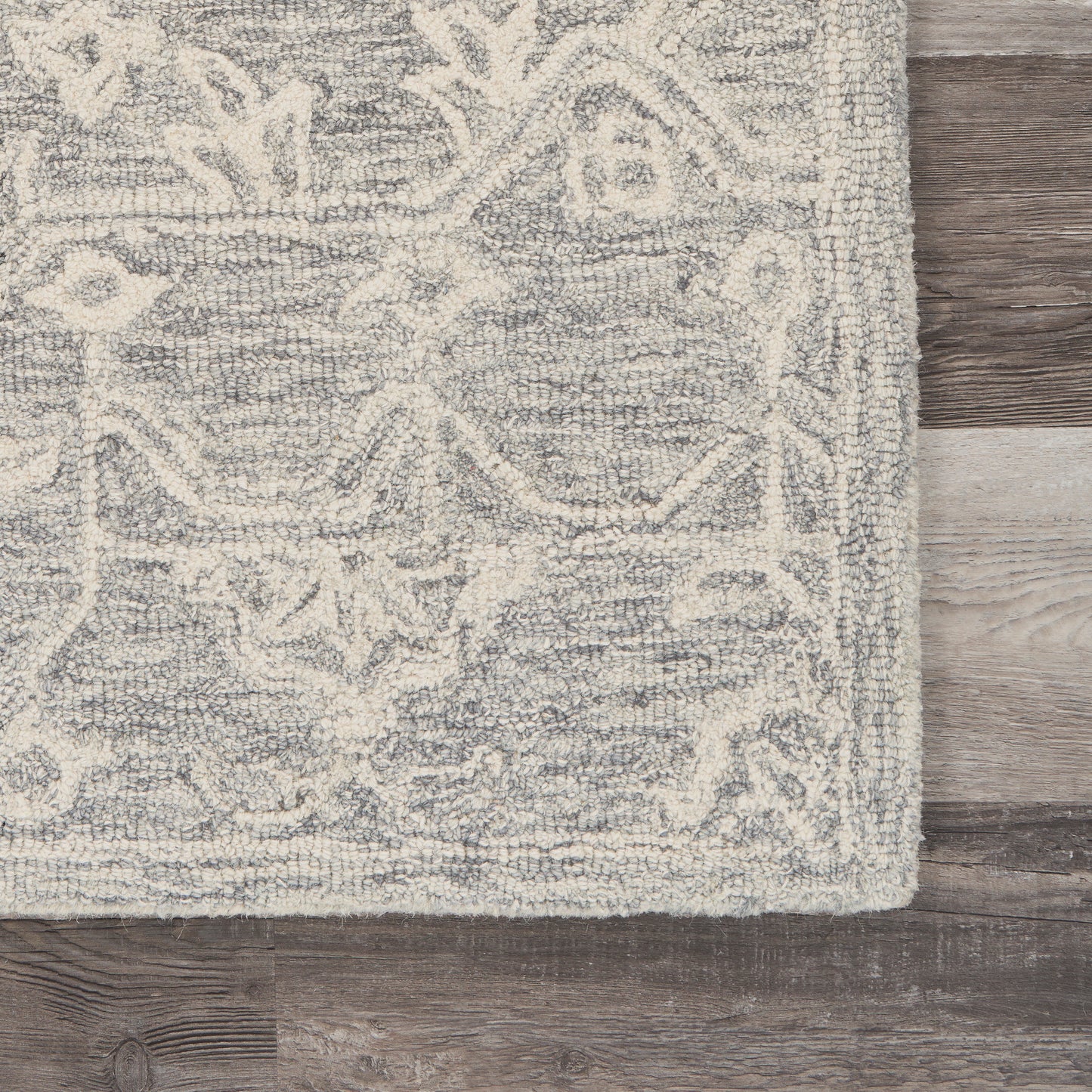 JUNIP-81571 Transitional/Casual Hand-Woven Silver/Gray Wool Indoor Area Rugs - LR Home