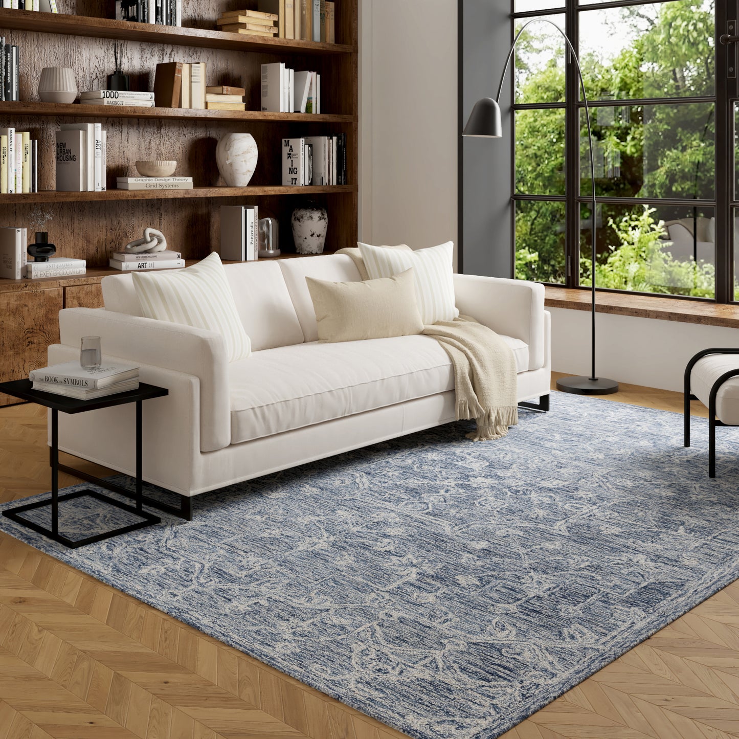 Juniper-82884 Vintage Hand-Tufted Blue Cotton Indoor Area Rug - LR Home