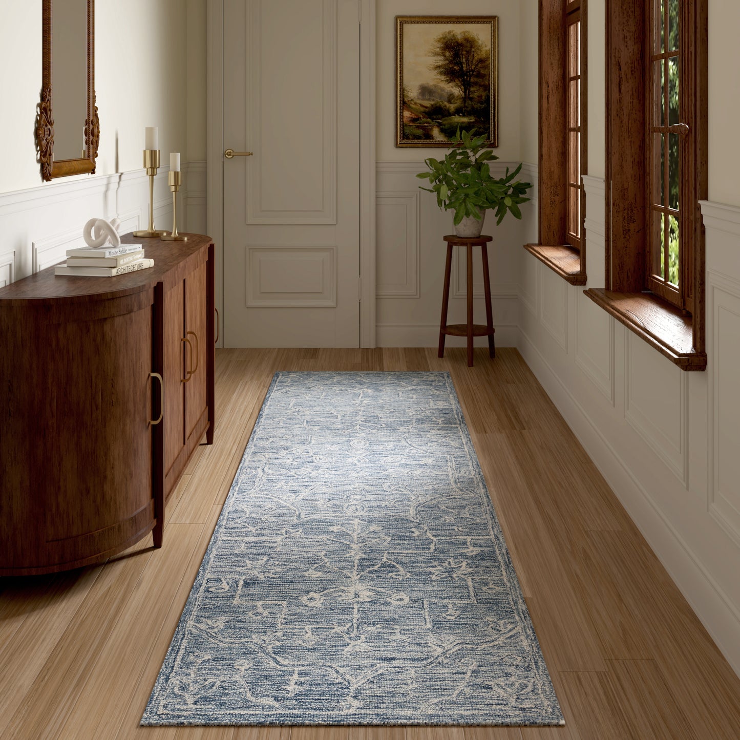 Juniper-82884 Vintage Hand-Tufted Blue Cotton Indoor Area Rug - LR Home
