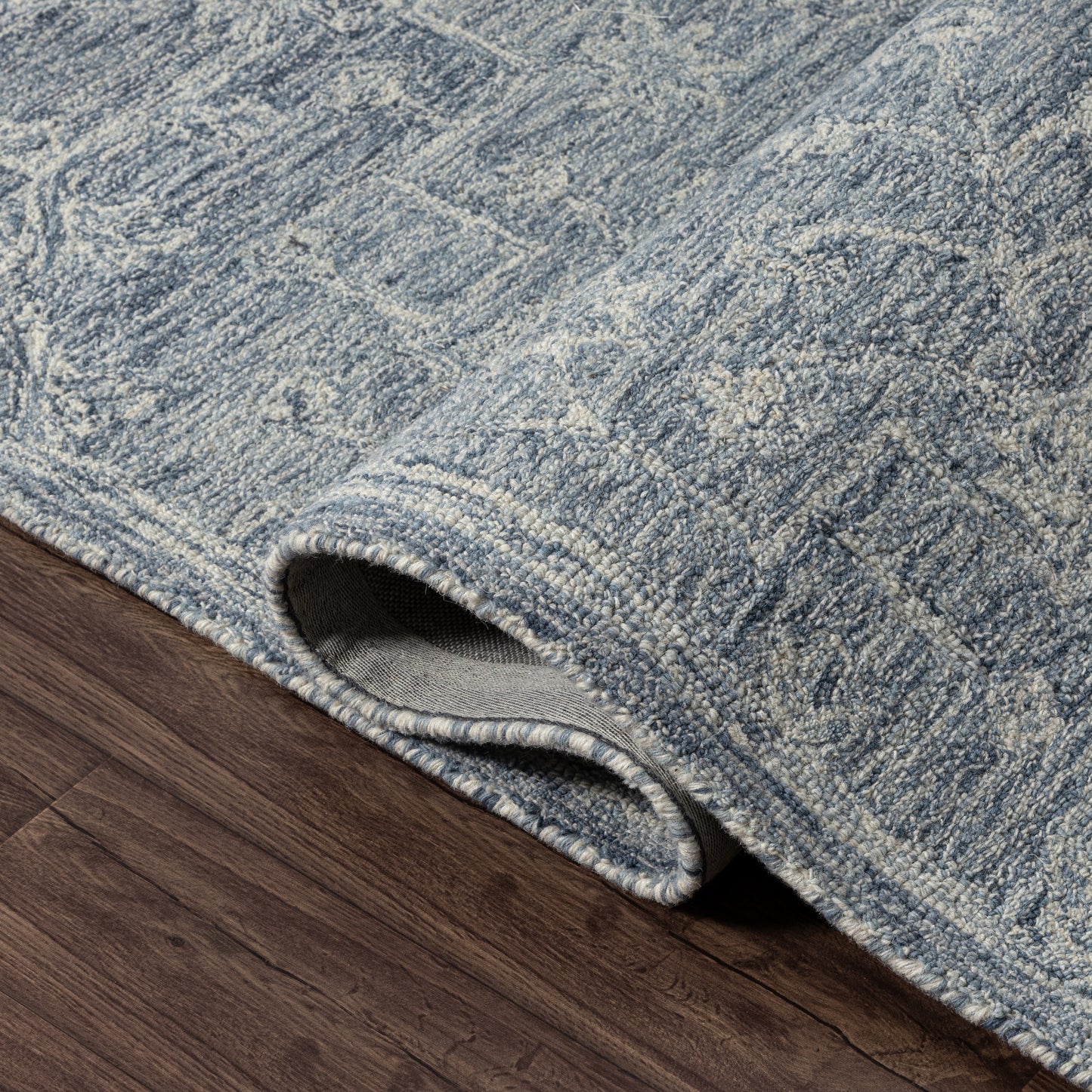 Juniper-82884 Vintage Hand-Tufted Blue Cotton Indoor Area Rug - LR Home