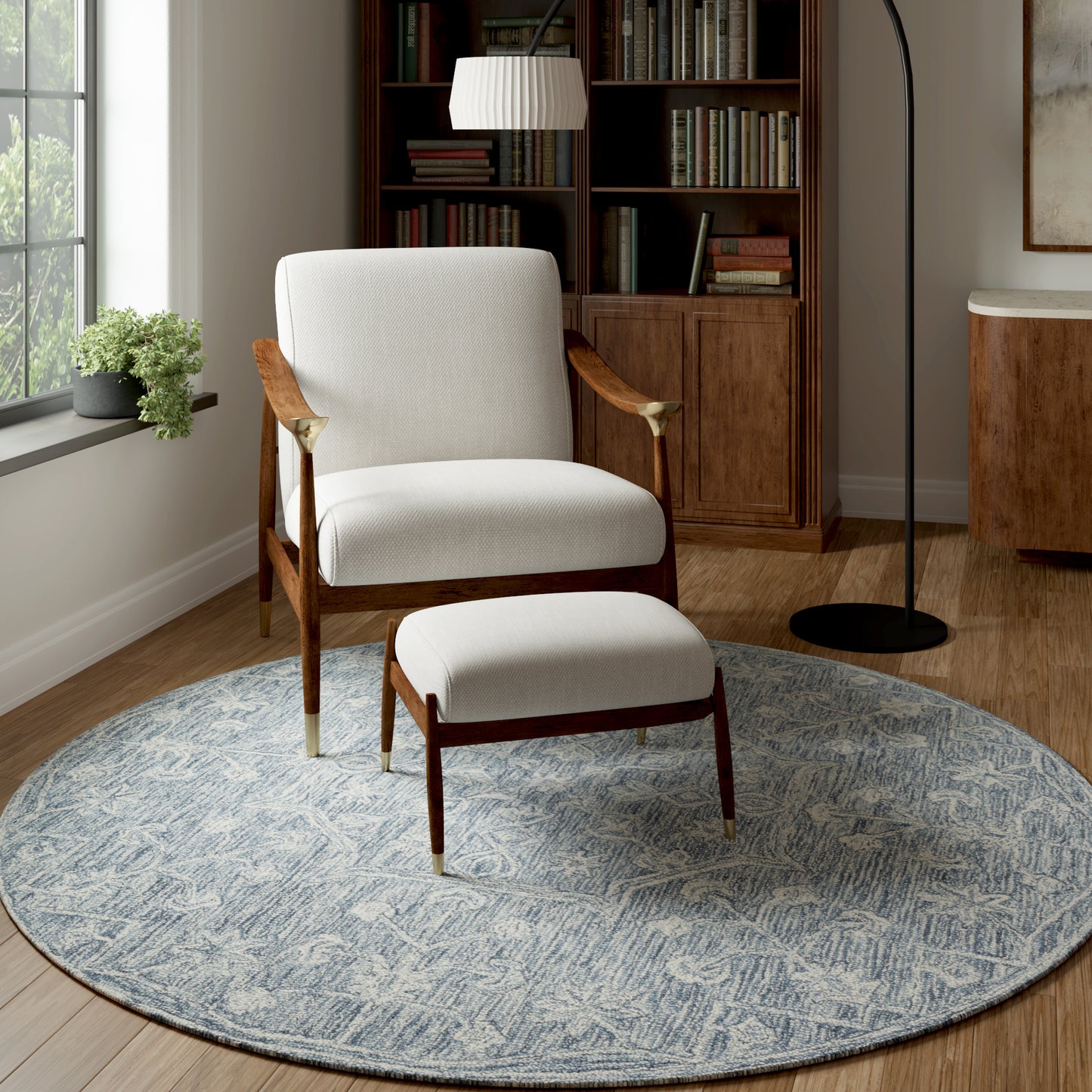 Juniper-82884 Vintage Hand-Tufted Blue Cotton Indoor Area Rug - LR Home