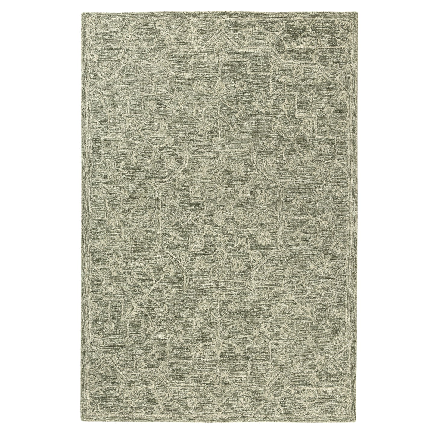 Juniper-82906 Vintage Hand-Tufted Green Cotton Indoor Area Rug - LR Home