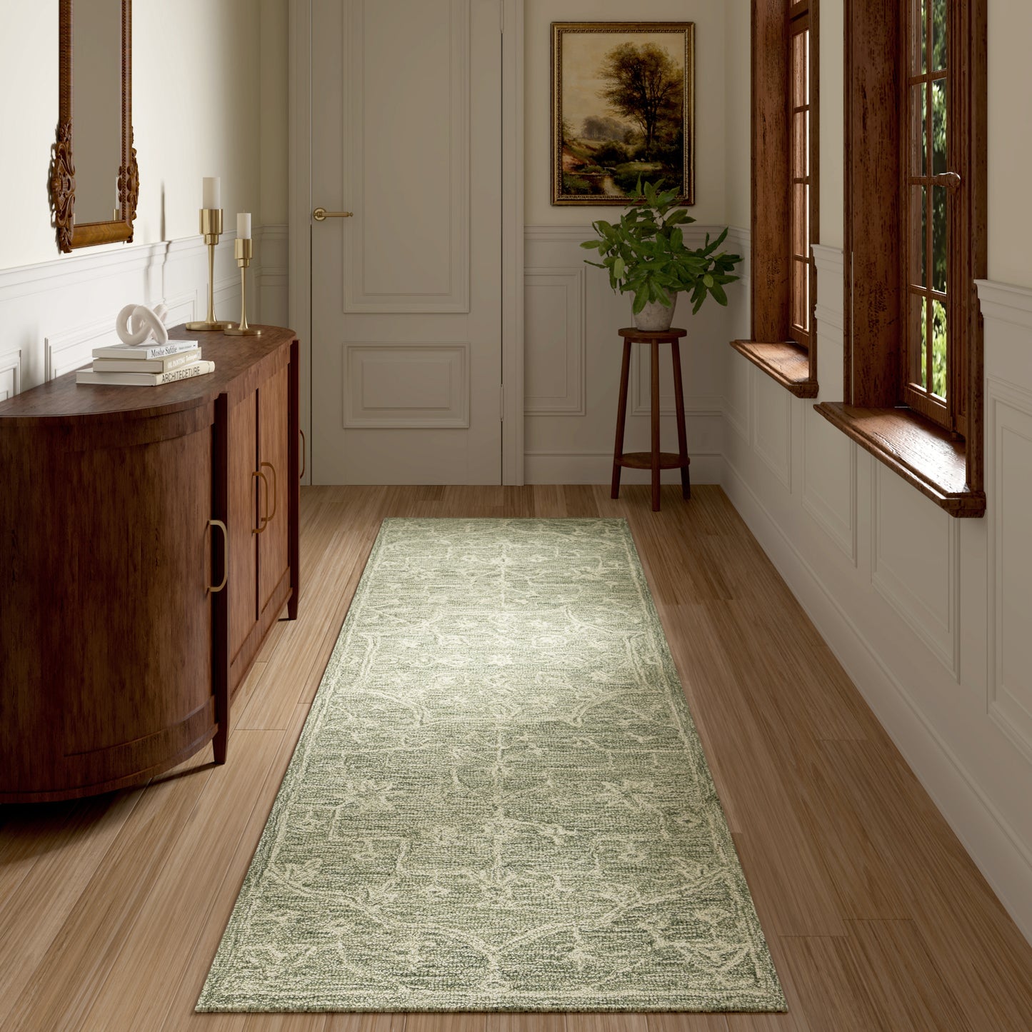 Juniper-82906 Vintage Hand-Tufted Green Cotton Indoor Area Rug - LR Home
