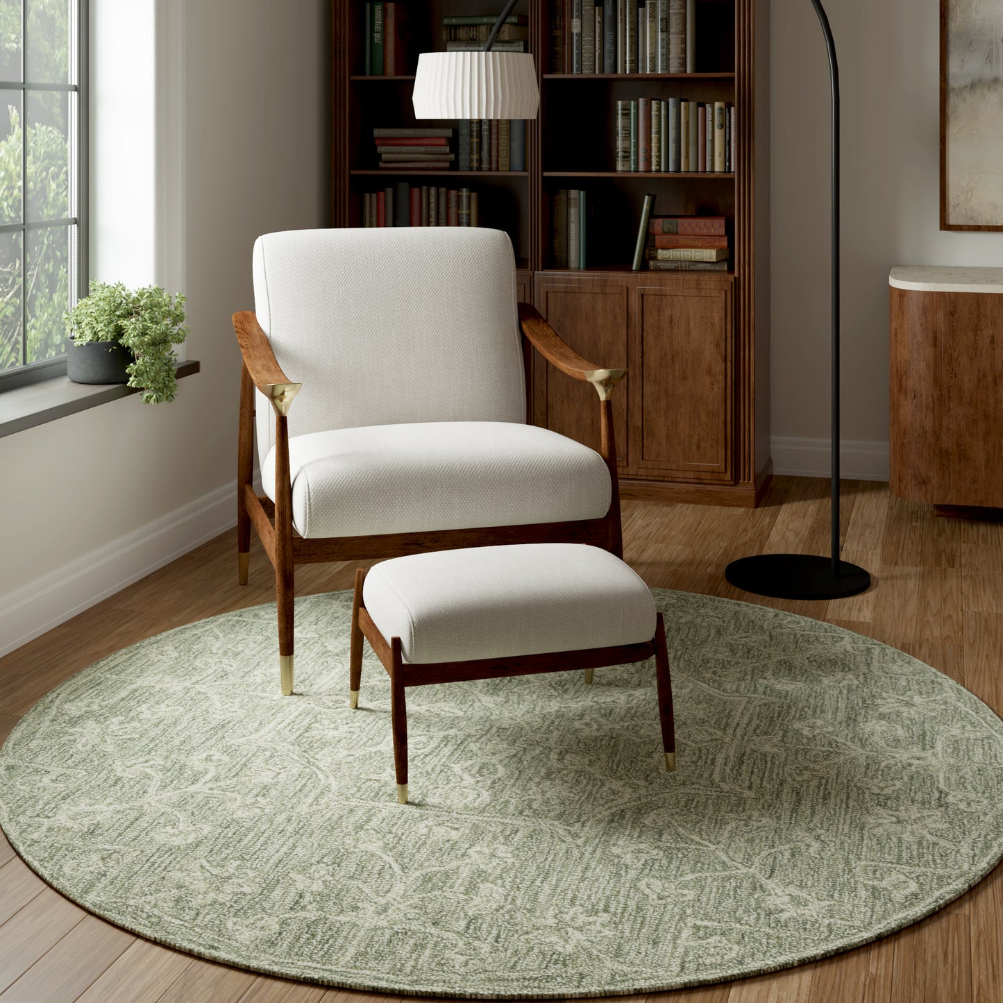 Juniper-82906 Vintage Hand-Tufted Green Cotton Indoor Area Rug - LR Home
