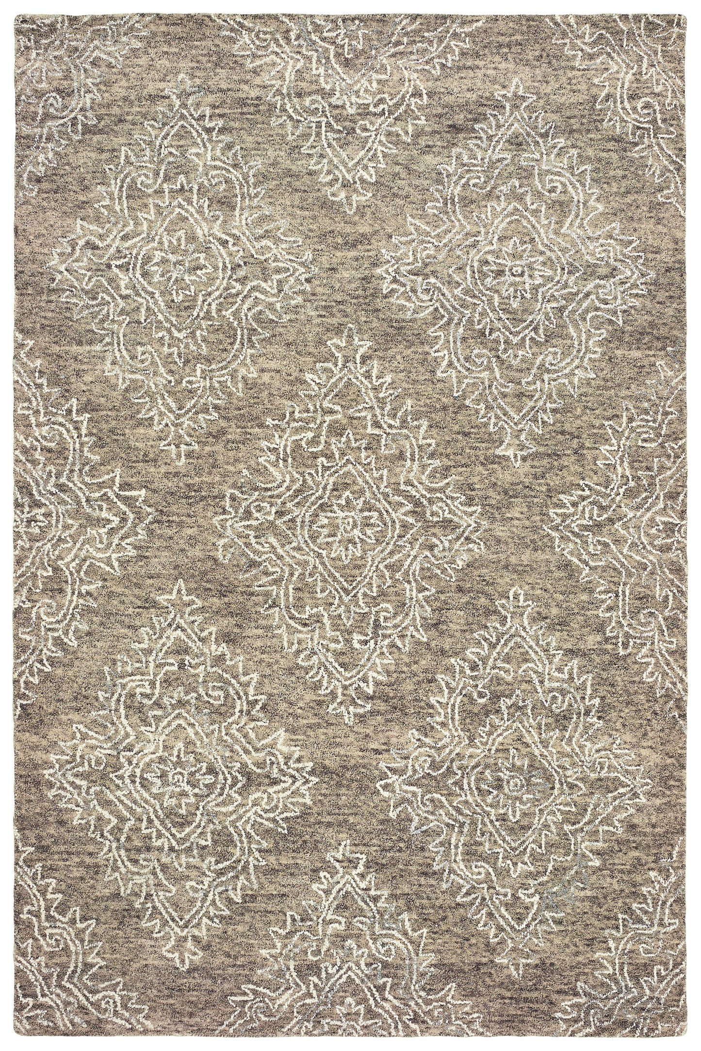 Karma-21045 Modern Hand-Tufted Khaki/White Cotton Indoor Area Rug - LR Home