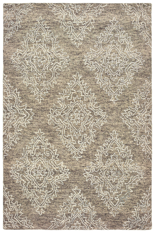 Karma-21045 Modern Hand-Tufted Khaki/White Cotton Indoor Area Rug - LR Home