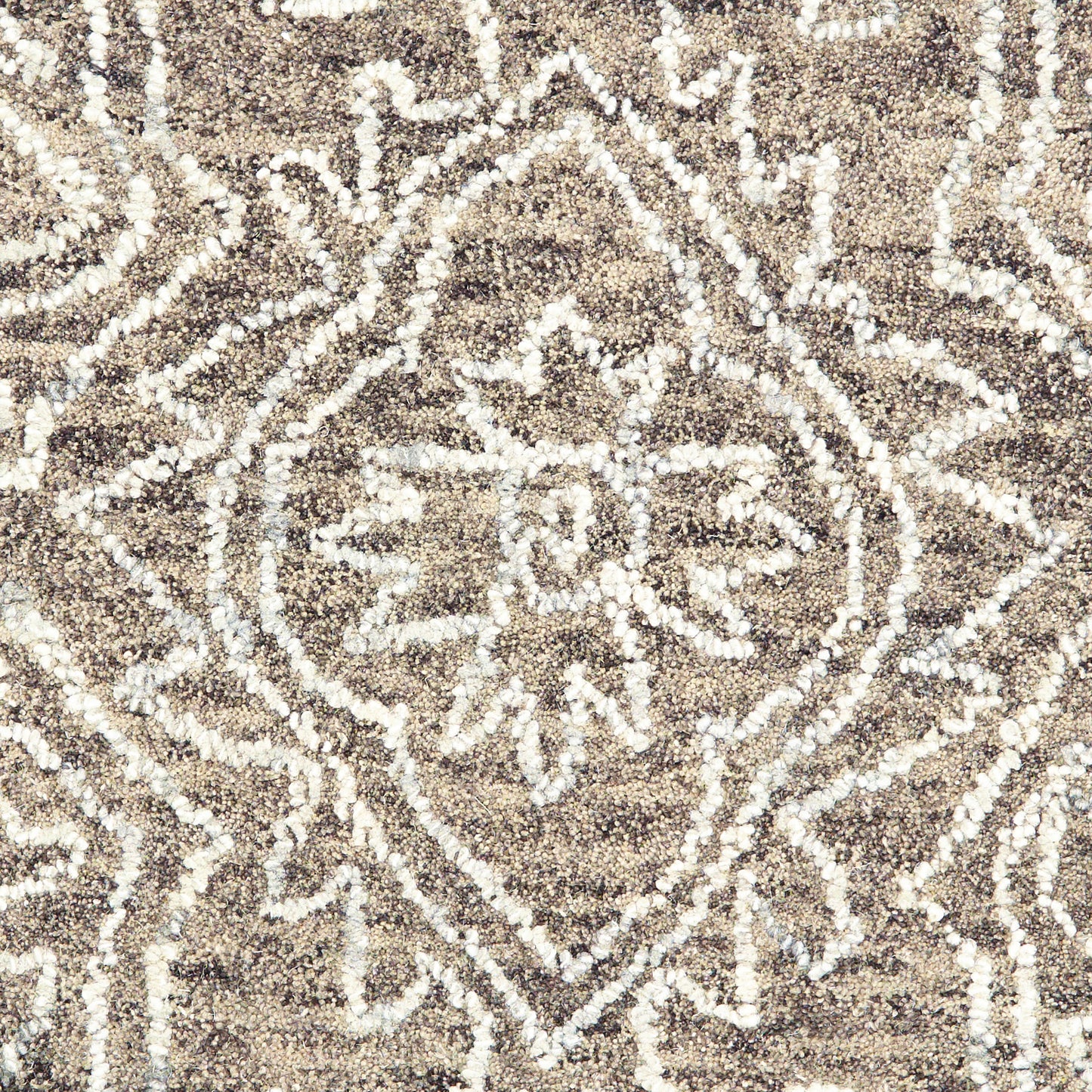 Karma-21045 Modern Hand-Tufted Khaki/White Cotton Indoor Area Rug - LR Home