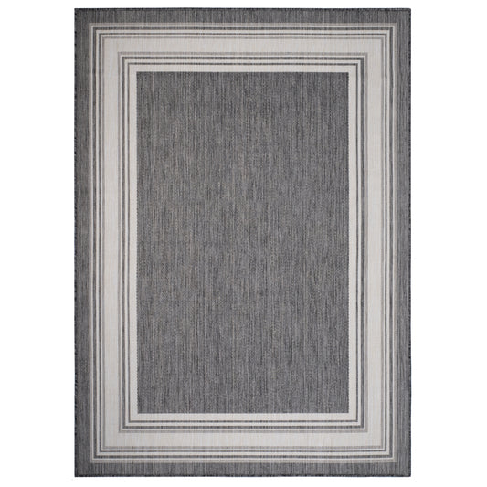 KILIM-81758 Modern/Contemporary Machine Made Anthracite/Gray/White/Cream Poly Blend Indoor/Outdoor Area Rugs - LR Home