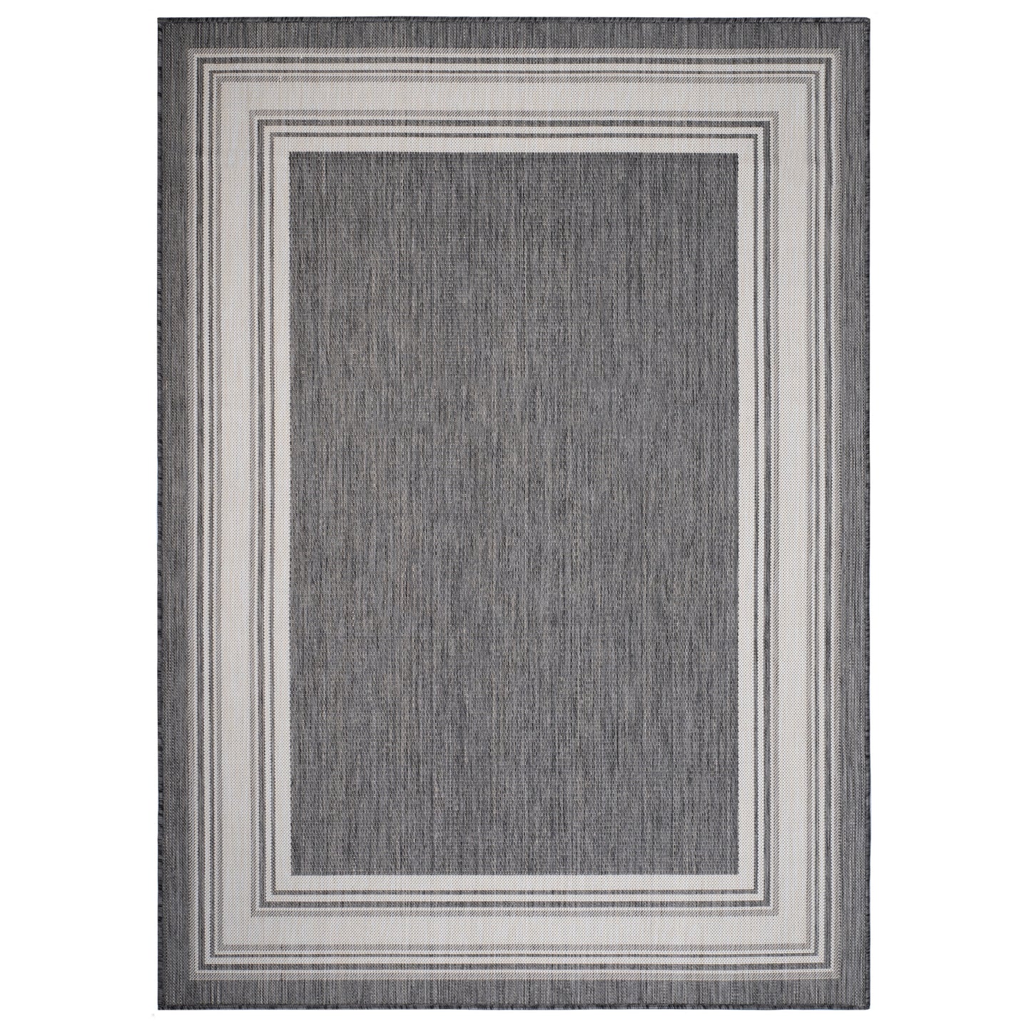 KILIM-81758 Modern/Contemporary Machine Made Anthracite/Gray/White/Cream Poly Blend Indoor/Outdoor Area Rugs - LR Home