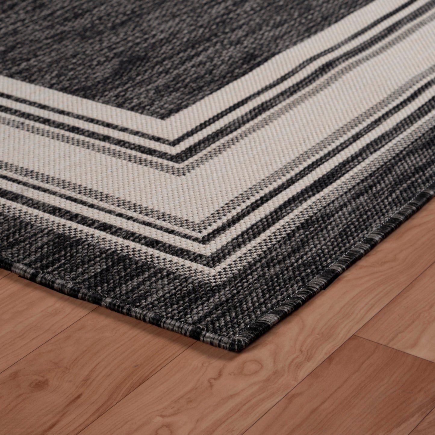 KILIM-81758 Modern/Contemporary Machine Made Anthracite/Gray/White/Cream Poly Blend Indoor/Outdoor Area Rugs - LR Home