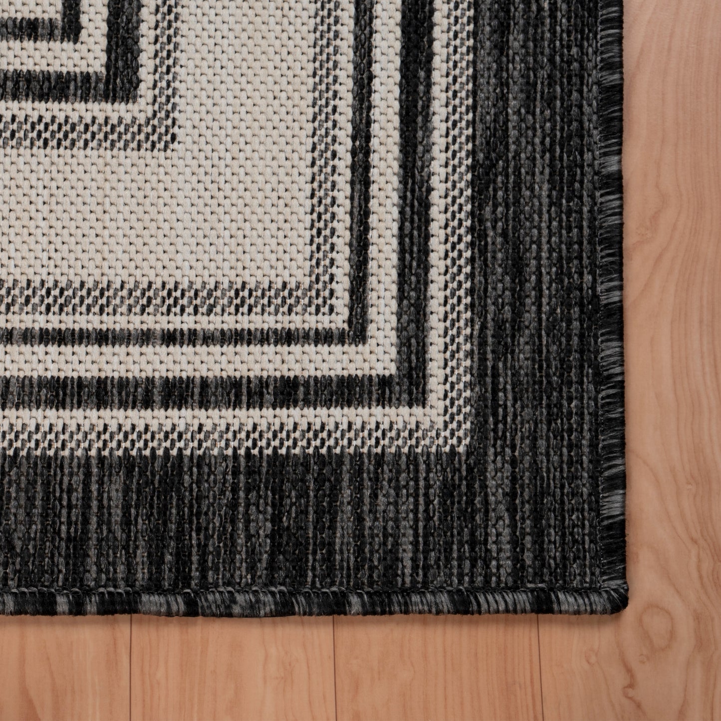 KILIM-81758 Modern/Contemporary Machine Made Anthracite/Gray/White/Cream Poly Blend Indoor/Outdoor Area Rugs - LR Home