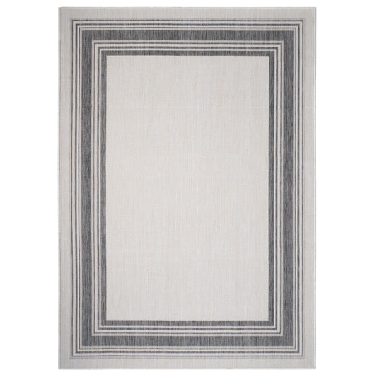 KILIM-81758 Modern/Contemporary Machine Made White/Cream/Anthracite/Gray Poly Blend Indoor/Outdoor Area Rugs - LR Home