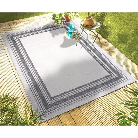 Kilimanjaro-81759 Transitional Power-Loomed White/Cream/Anthracite/Gray Polypropylene Indoor/Outdoor Area Rug - LR Home