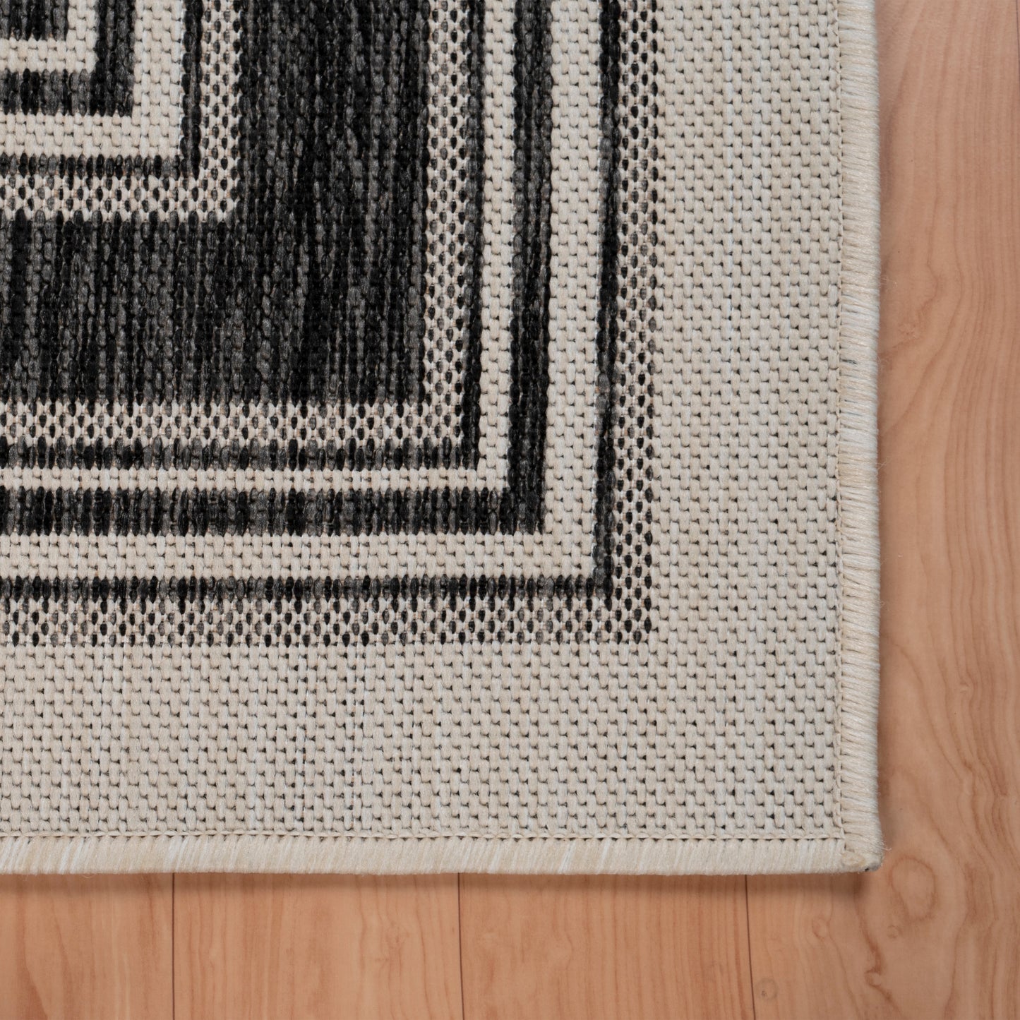 KILIM-81758 Modern/Contemporary Machine Made White/Cream/Anthracite/Gray Poly Blend Indoor/Outdoor Area Rugs - LR Home