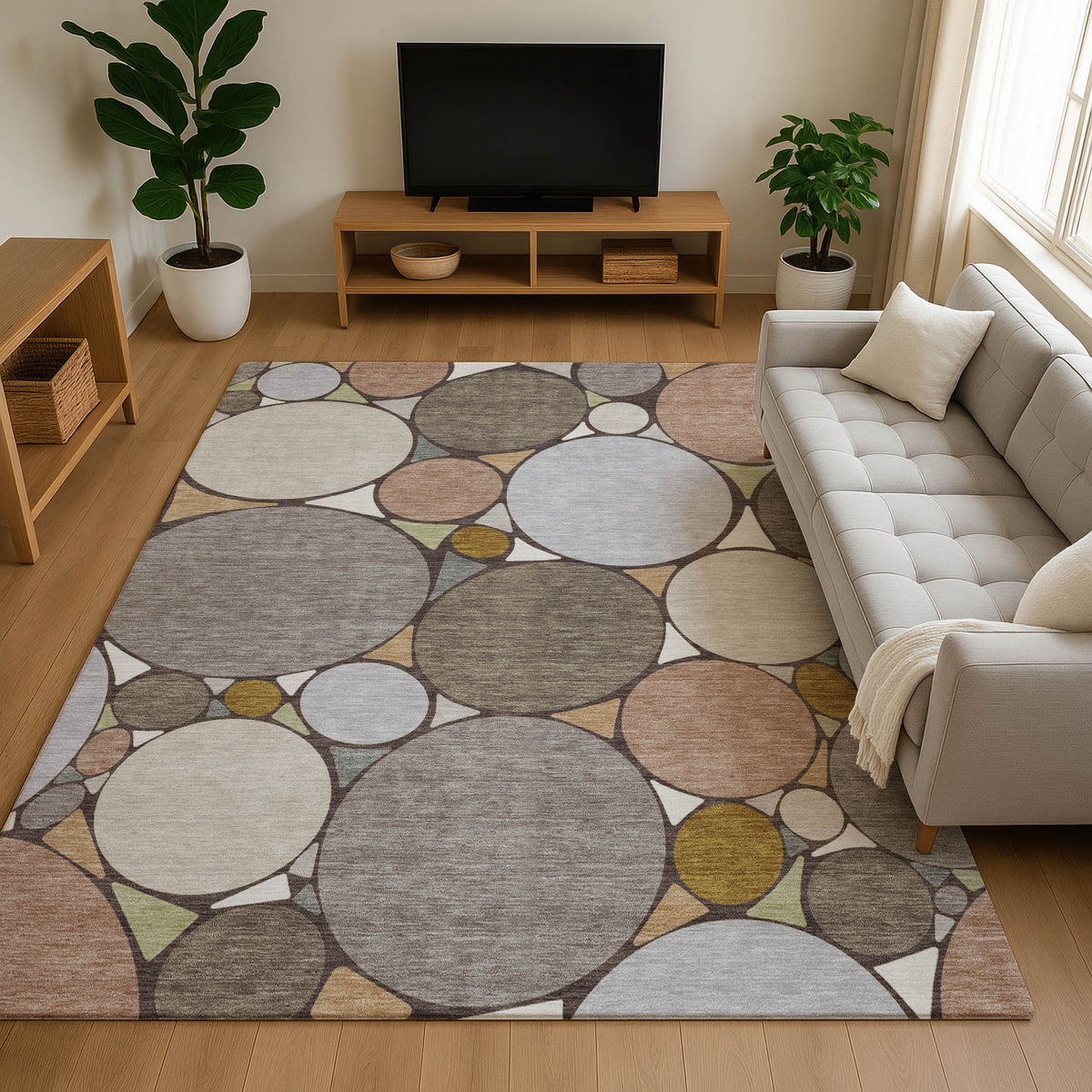 Luxury Washable Kenner KN1 Taupe Rug