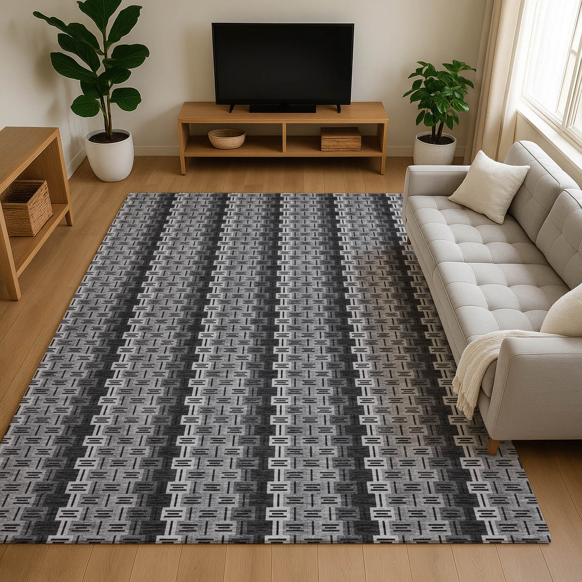 Luxury Washable Kenner KN3 Black Rug