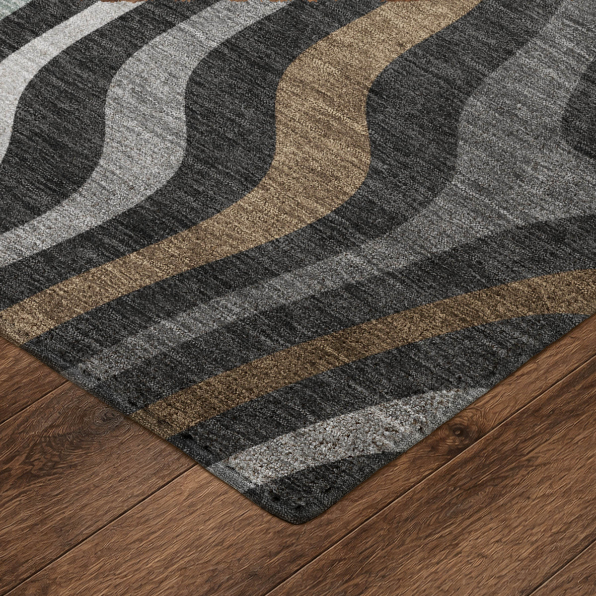 Luxury Washable Kenner KN4 Black Rug