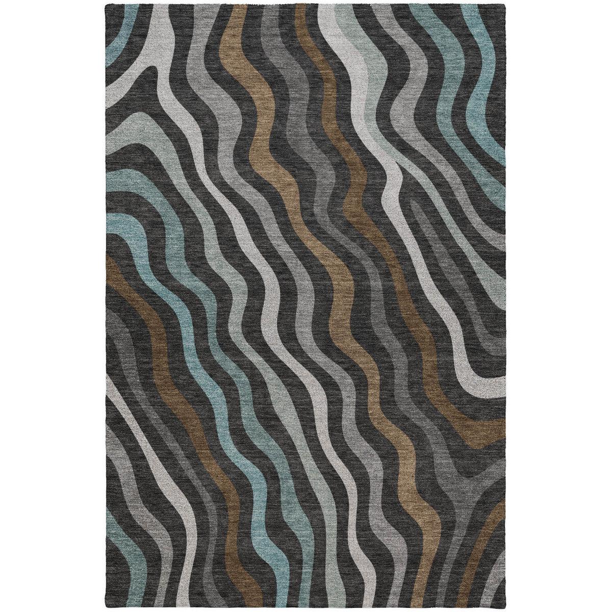 Luxury Washable Kenner KN4 Black Rug