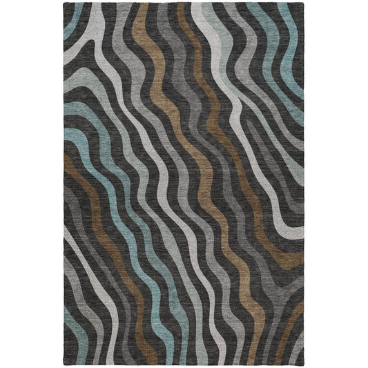 Luxury Washable Kenner KN4 Black Rug