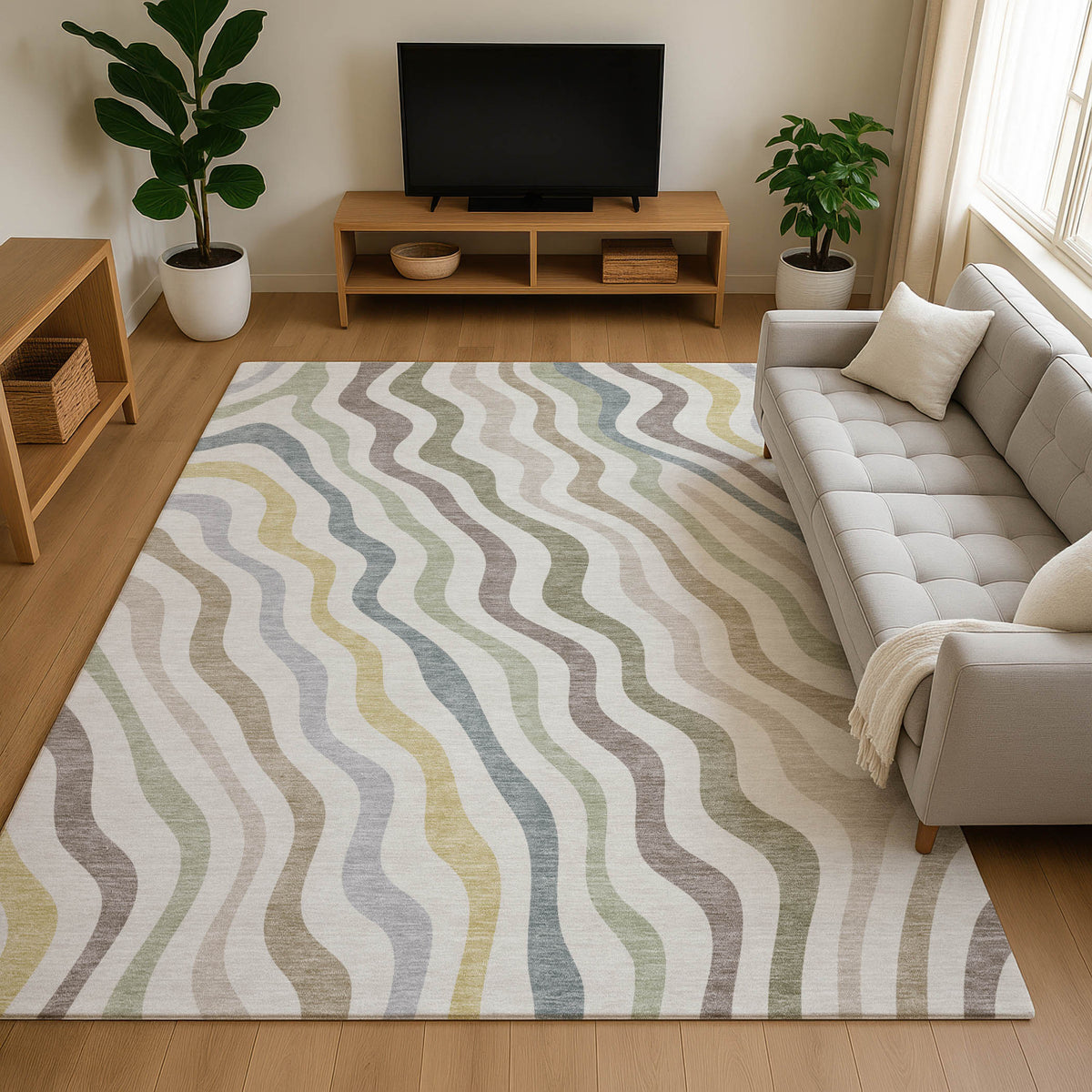 Luxury Washable Kenner KN4 Ivory Rug