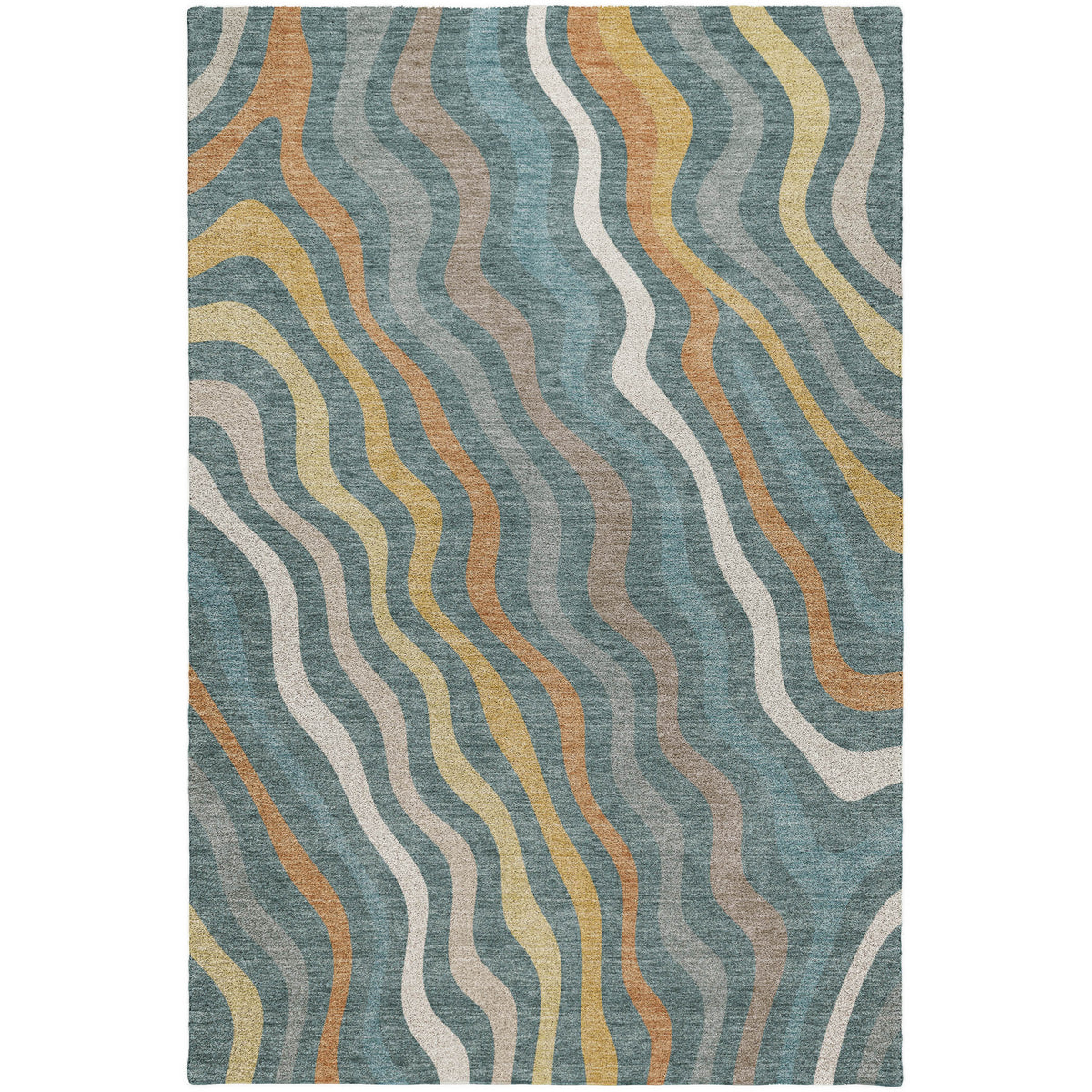 Luxury Washable Kenner KN4 Teal Rug