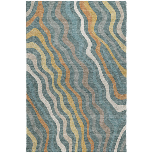 Luxury Washable Kenner KN4 Teal Rug