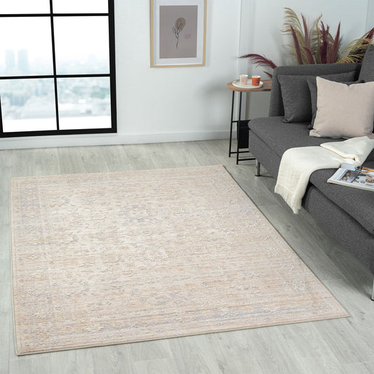 Lancaster-82299 Traditional Power-Loomed Gray Cotton Indoor Area Rug - LR Home