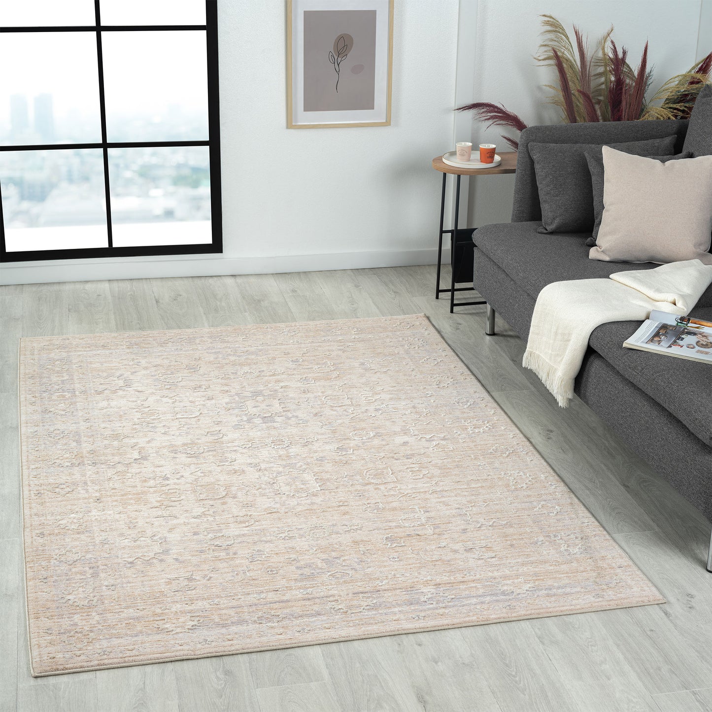 LANCA-82299 Classic/Traditional Machine Made Gray Polyester Blend Indoor Area Rugs - LR Home
