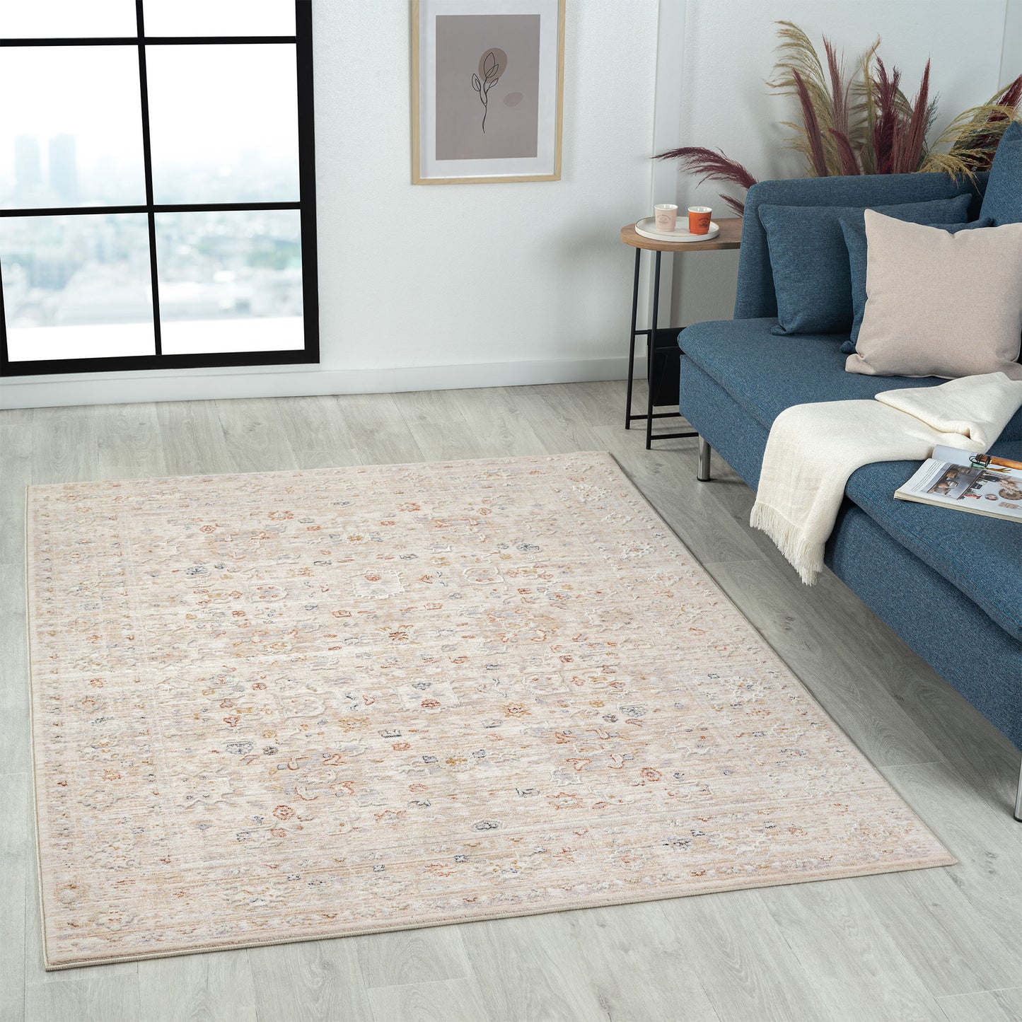 Lancaster-82300 Traditional Power-Loomed Rust Cotton Indoor Area Rug - LR Home