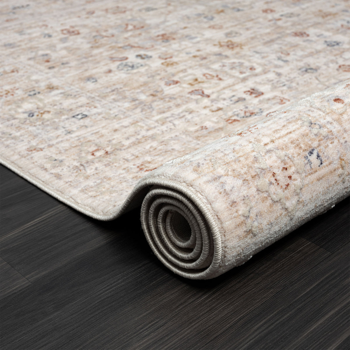 Lancaster Rust Bordered Classic/Traditional Polyester Blend Area Rug - close-up detail
