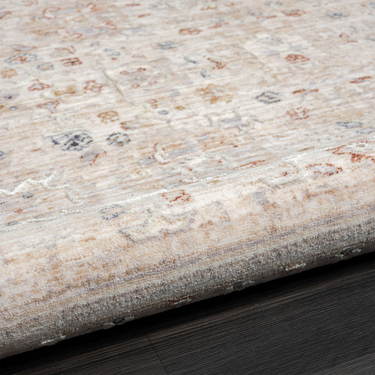 Lancaster Rust Bordered Classic/Traditional Polyester Blend Area Rug - detail view