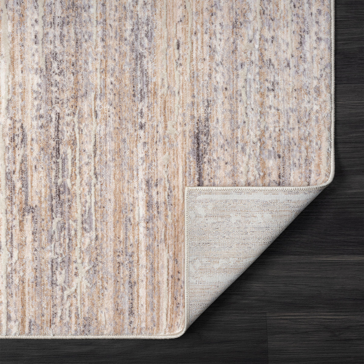 Lancaster Gray/Beige Striped Transitional/Casual Polyester Blend Area Rug - back view