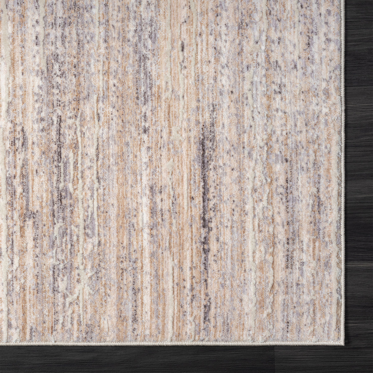 Lancaster Gray/Beige Striped Transitional/Casual Polyester Blend Area Rug - corner view