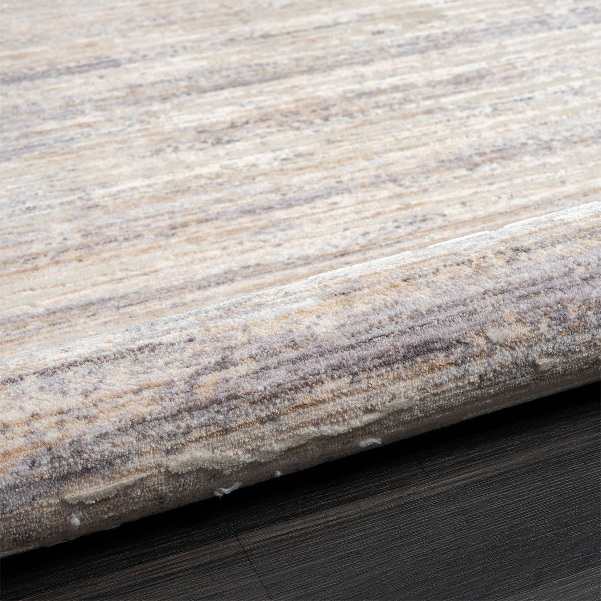 Lancaster Gray/Beige Striped Transitional/Casual Polyester Blend Area Rug - detail view