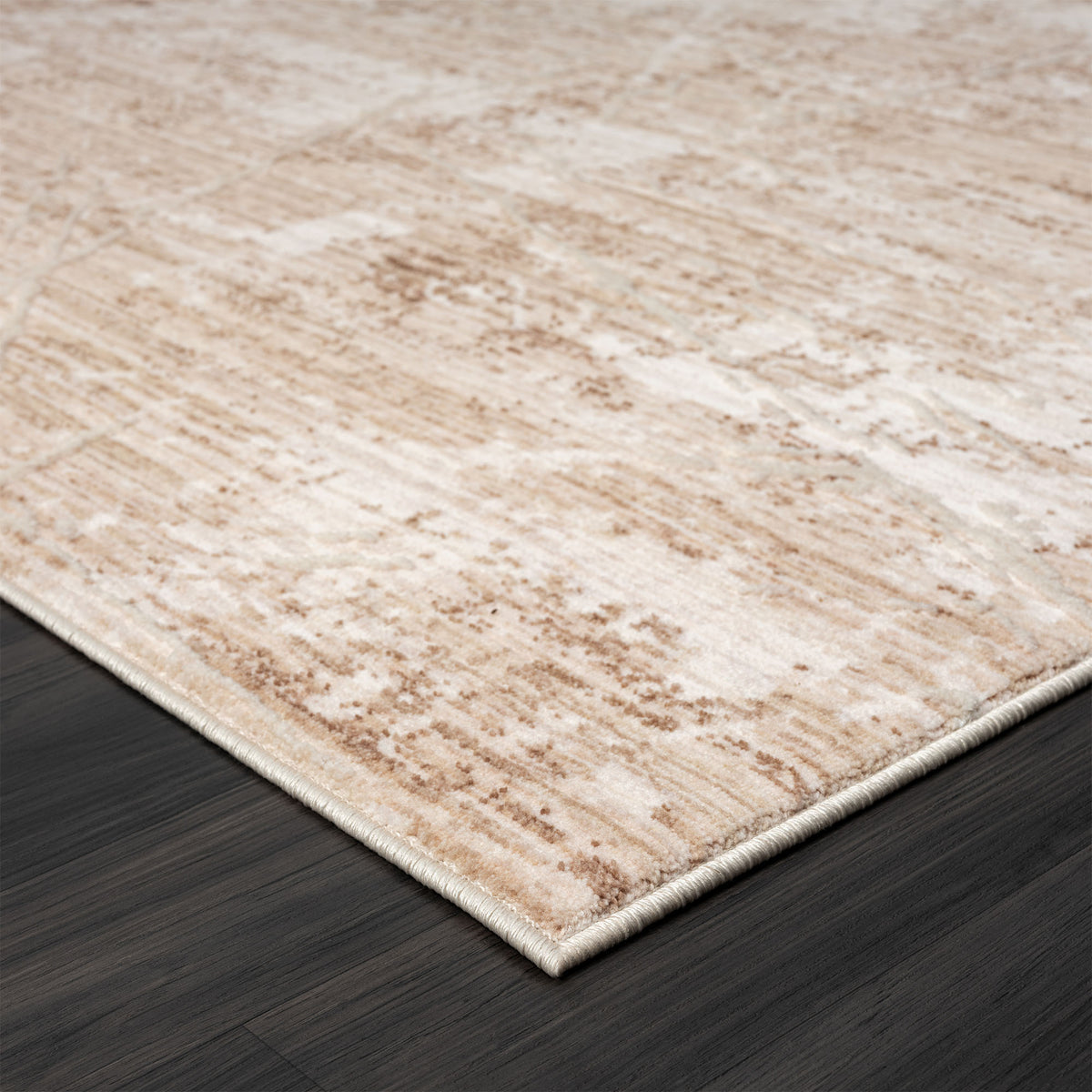 Lancaster Beige Abstract Transitional/Casual Polyester Blend Area Rug - side angle view