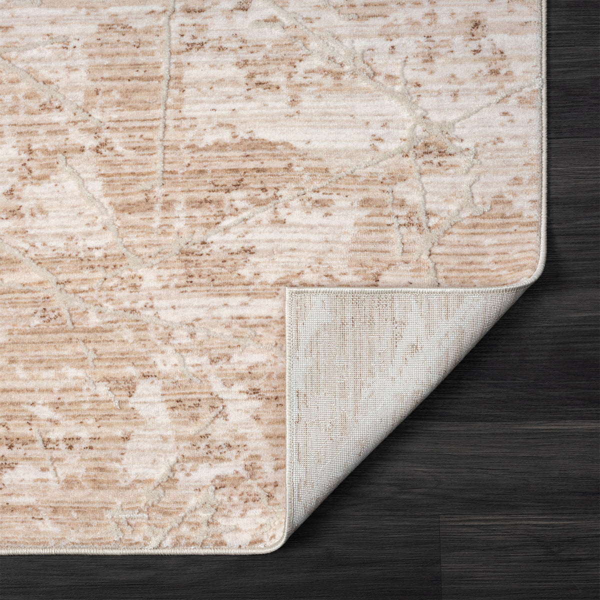 Lancaster Beige Abstract Transitional/Casual Polyester Blend Area Rug - back view