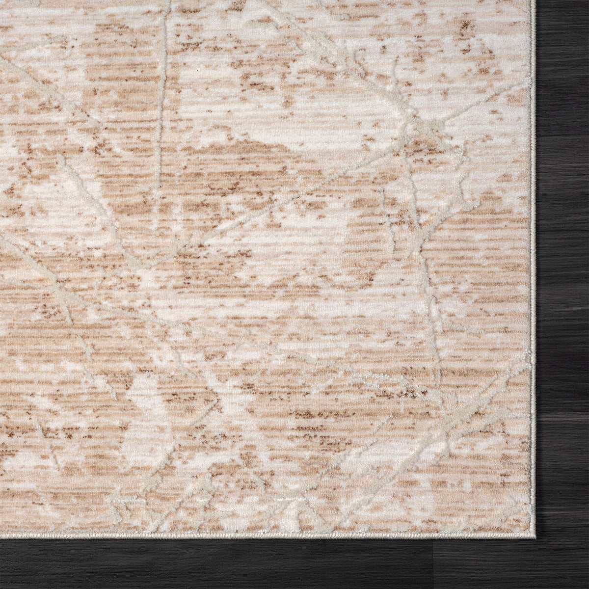 Lancaster Beige Abstract Transitional/Casual Polyester Blend Area Rug - corner view