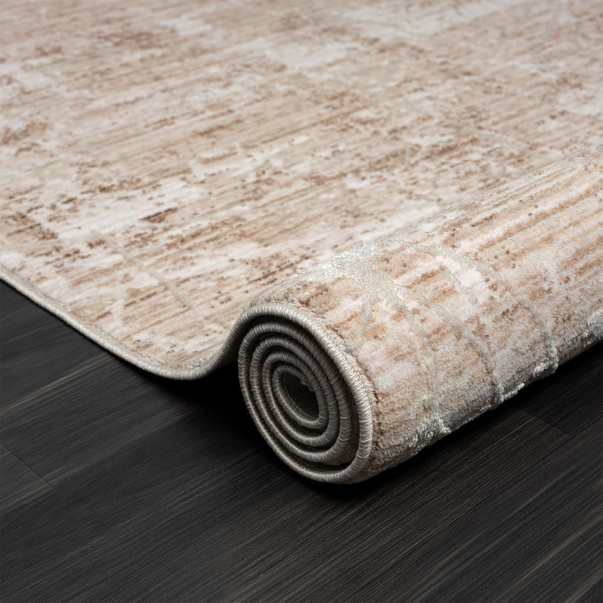 Lancaster Beige Abstract Transitional/Casual Polyester Blend Area Rug - close-up detail