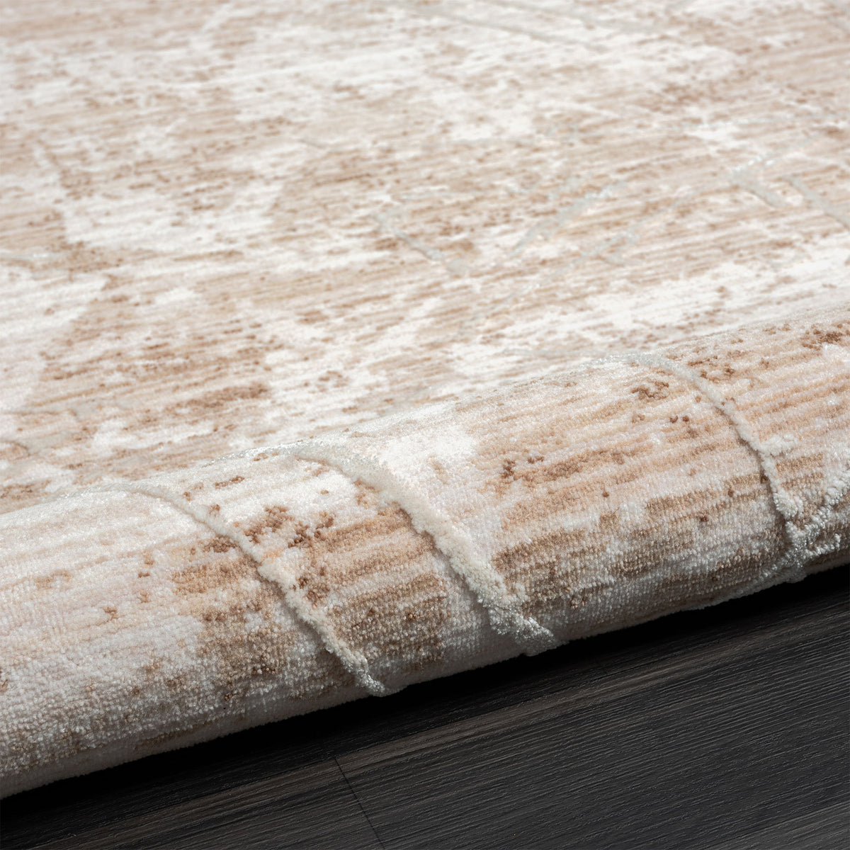 Lancaster Beige Abstract Transitional/Casual Polyester Blend Area Rug - detail view