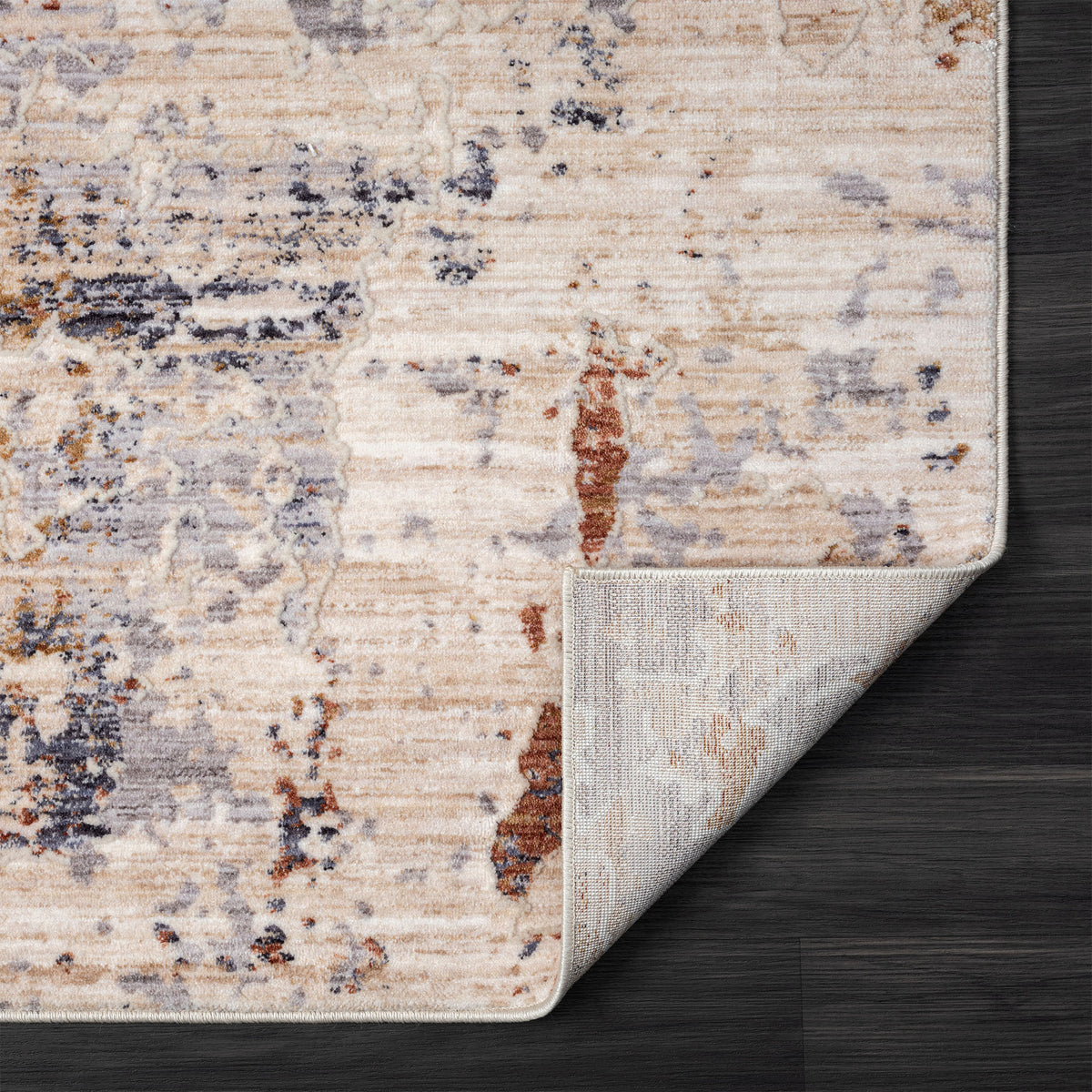 Lancaster Rust Abstract Modern/Contemporary Polyester Blend Area Rug - back view