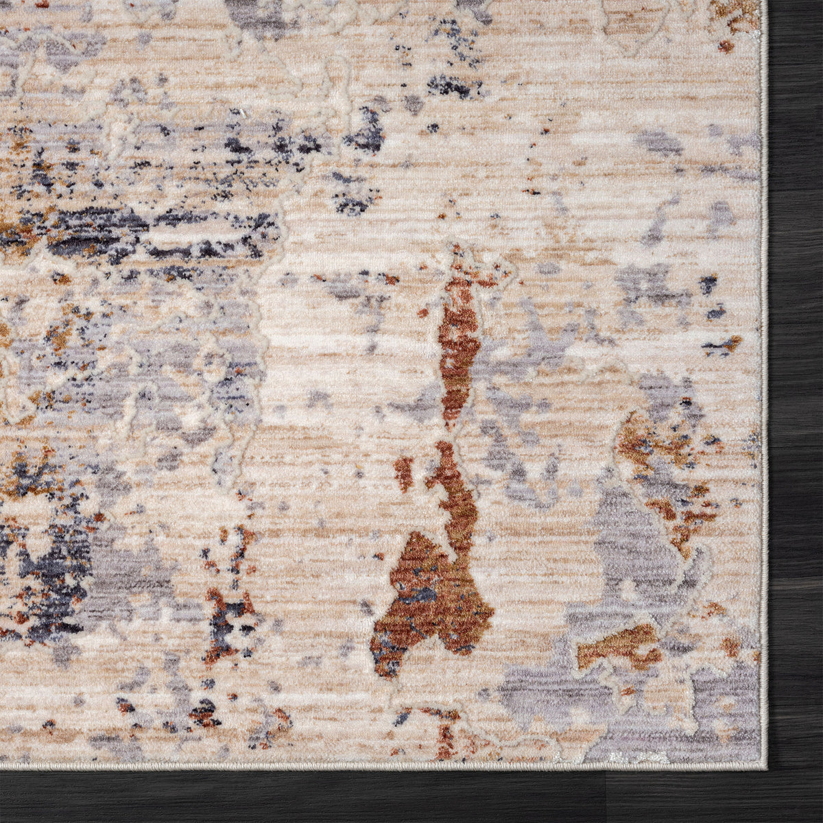 Lancaster Rust Abstract Modern/Contemporary Polyester Blend Area Rug - corner view