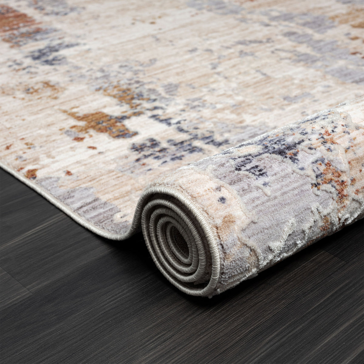 Lancaster Rust Abstract Modern/Contemporary Polyester Blend Area Rug - close-up detail