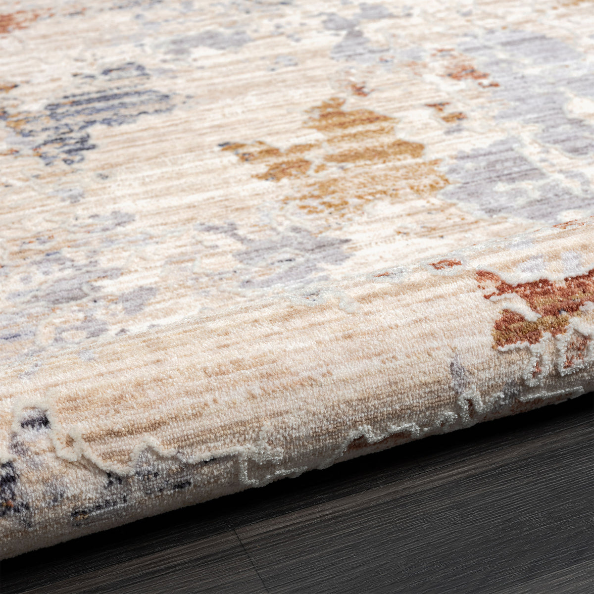 Lancaster Rust Abstract Modern/Contemporary Polyester Blend Area Rug - detail view