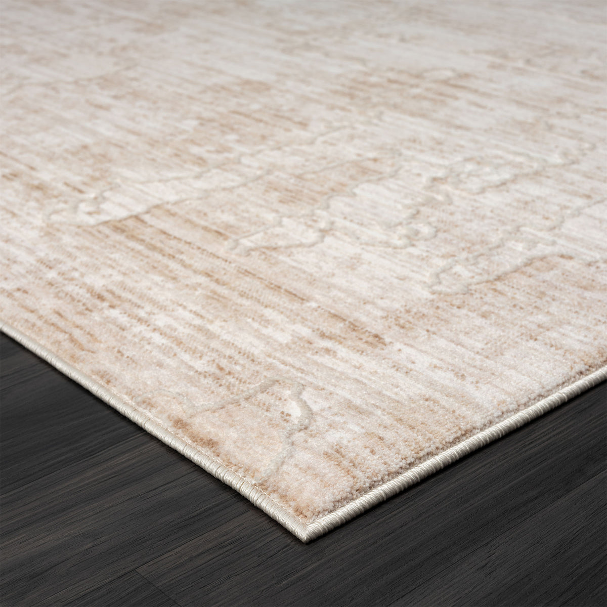 Lancaster Beige Abstract Modern/Contemporary Polyester Blend Area Rug - side angle view