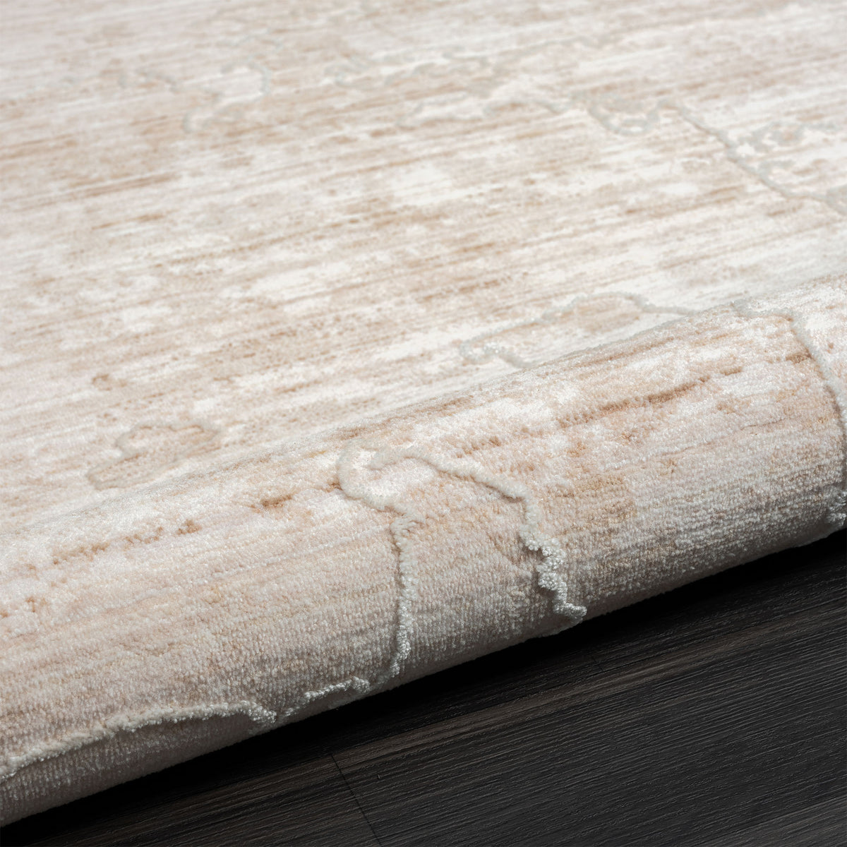 Lancaster Beige Abstract Modern/Contemporary Polyester Blend Area Rug - detail view