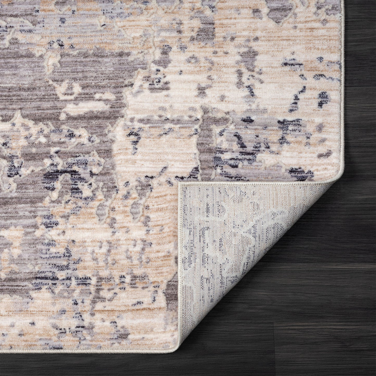 Lancaster-82308 Modern Power-Loomed Gray/Blue Cotton Indoor Area Rug - LR Home