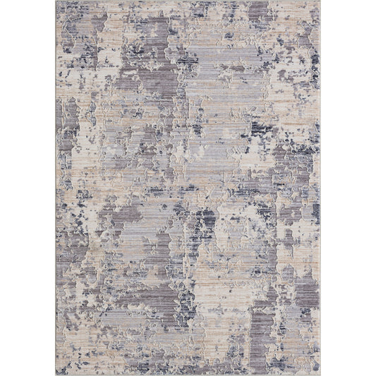 Lancaster Gray/Blue Abstract Modern/Contemporary Polyester Blend Area Rug - Silo view