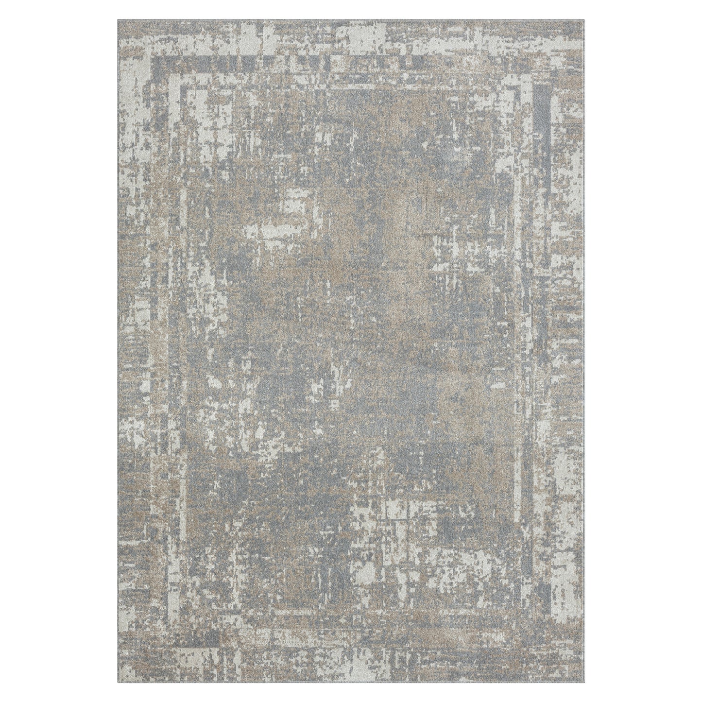 LANHM-82271 Modern/Contemporary Machine Made Gray/Ivory Polyester Indoor Area Rugs - LR Home