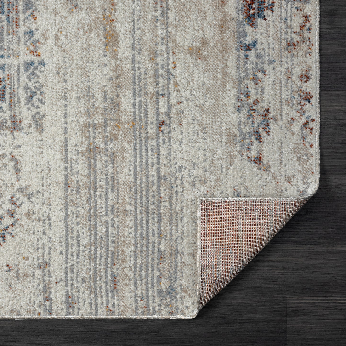 Lanham-82272 Bohemian/Eclectic Power-Loomed Gray/Multi Jute Indoor Area Rug - LR Home
