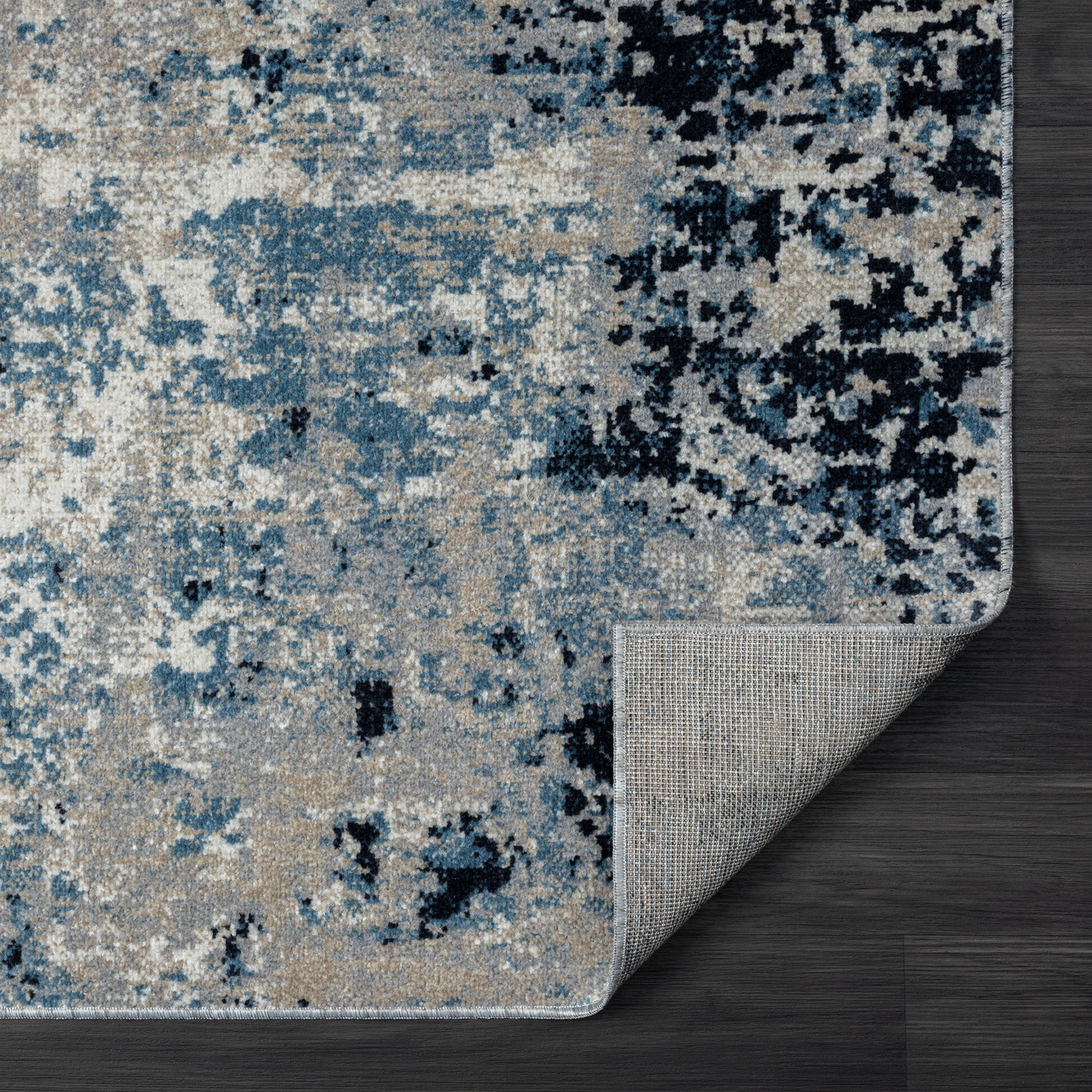 LANHM-82273 Transitional/Casual Machine Made Blue/Beige Polyester Indoor Area Rugs - LR Home